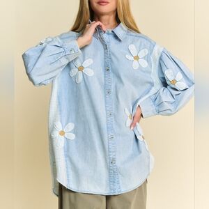 Daisy Patch Waffle Light Denim Shirt
